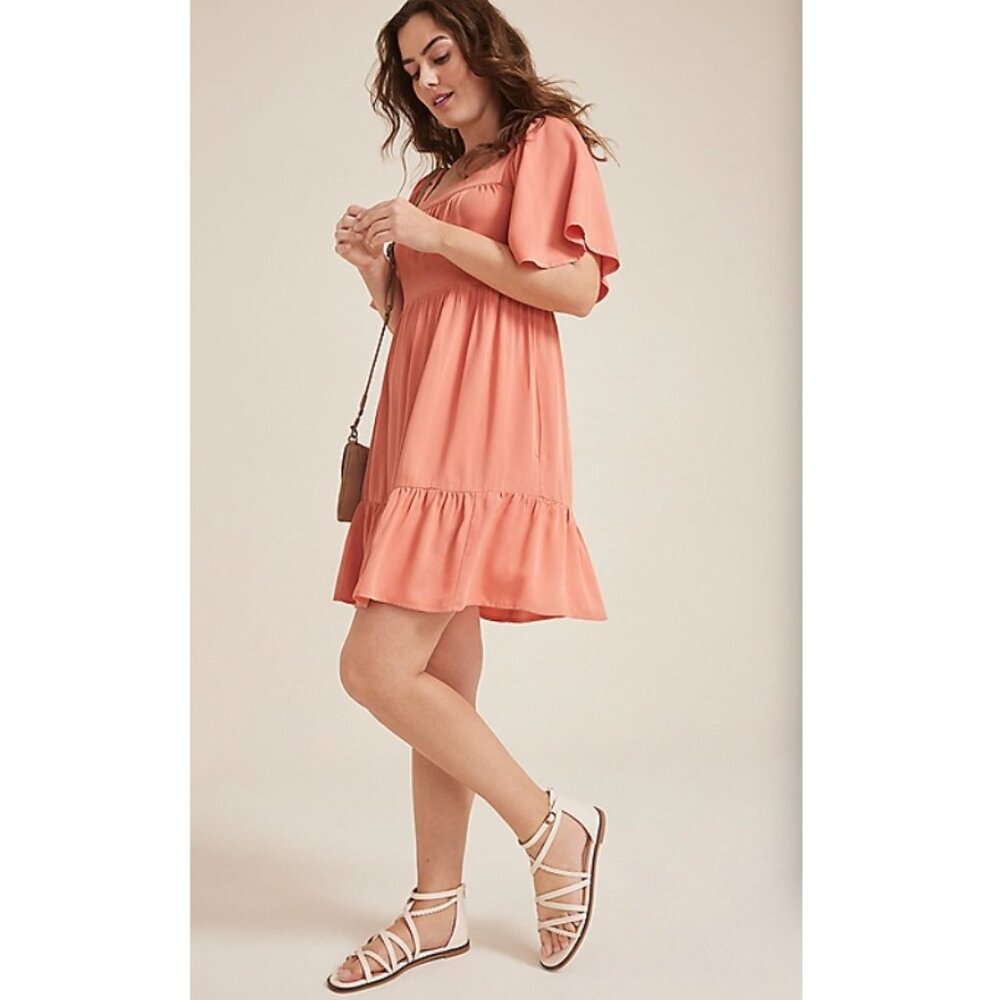MAURICES CORAL Flutter Sleeve Babydoll Dress